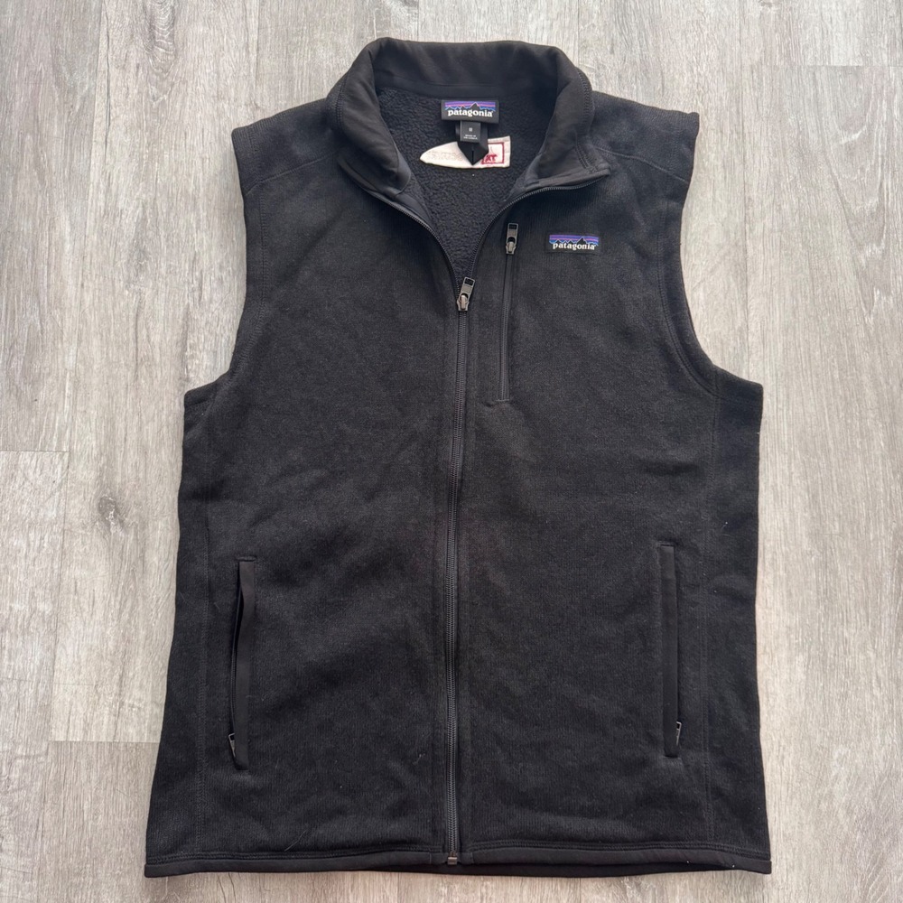 Patagonia Better Sweater Fleece Vest Mens Medium Black Full Zip embroidered